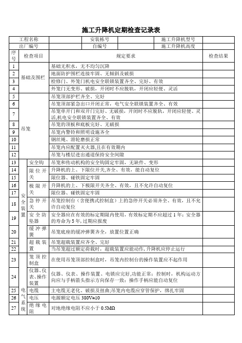 施工升降机定期检查记录表【范本模板】