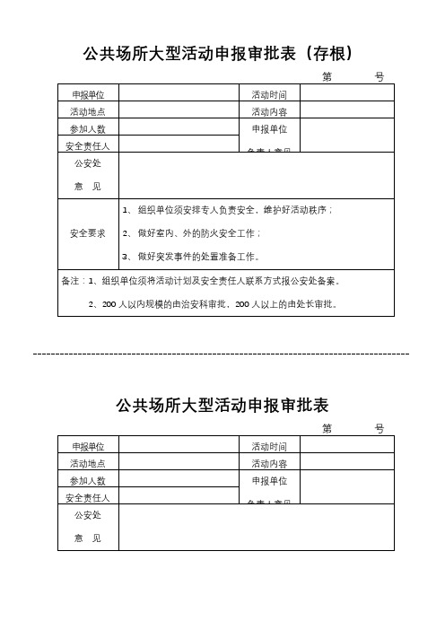 公共场所大型活动申报审批表【模板】