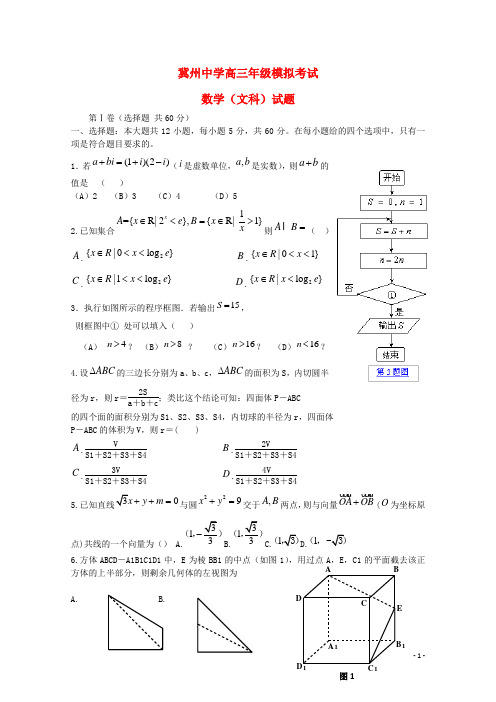河北省冀州中学高三数学3月月考试题 文 新人教A版(1)