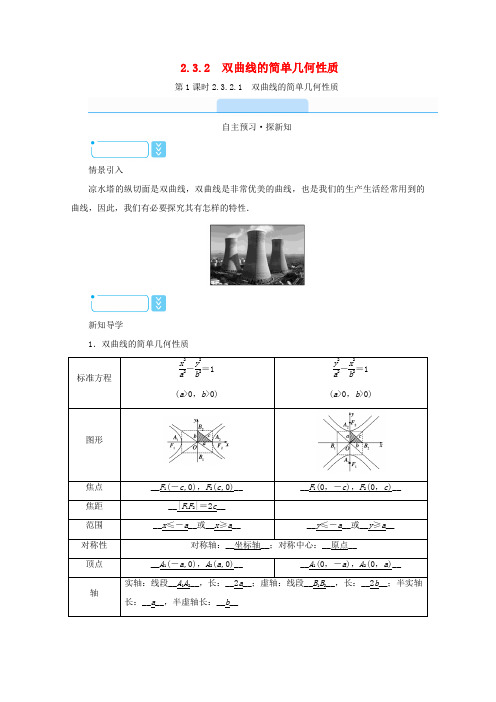高中数学 第二章 圆锥曲线与方程 2.3.2.1 双曲线的简单几何性质学案(含解析)新人教A版选修2