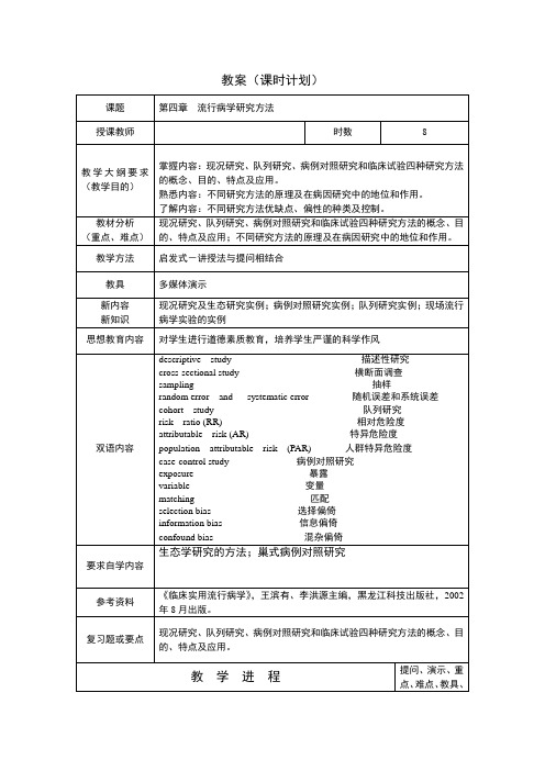 流行病学教案】第四章  流行病学研究方法