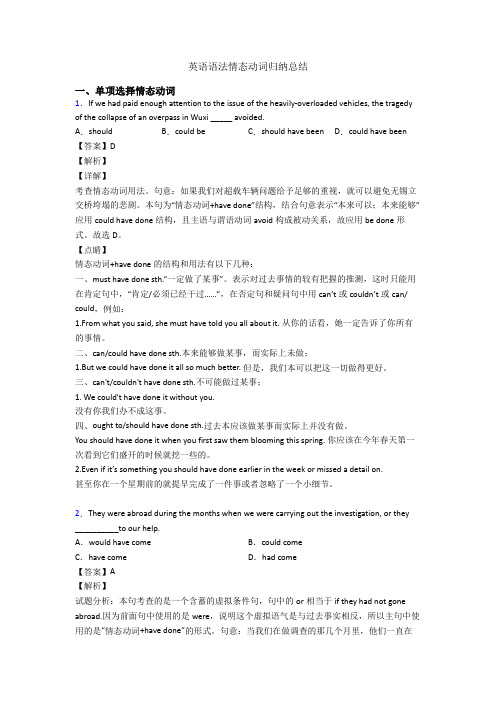 英语语法情态动词归纳总结