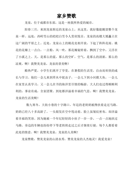 小学六年级学生作文《家乡赞歌》