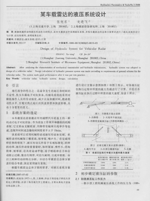 车载雷达液压系统设计