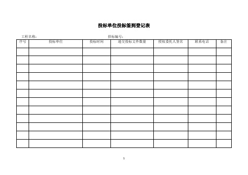 开标、评标相关表格