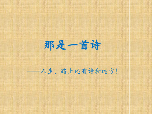 那是一首诗精编版