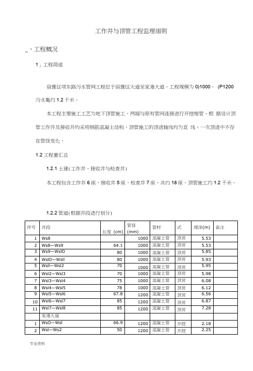 工作井与顶管工程监理实施细则