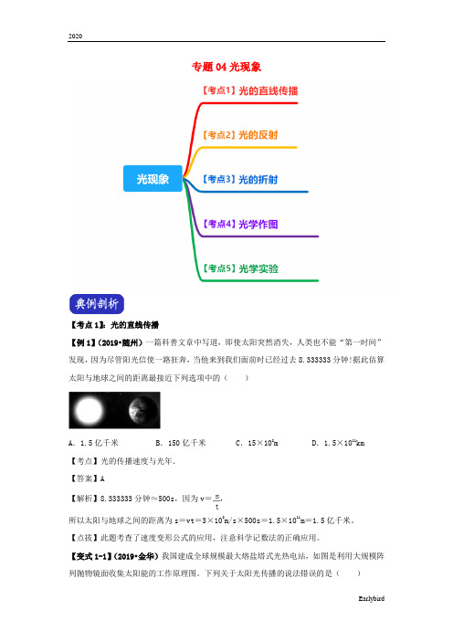 中考物理压轴题剖析与精练专题04光现象