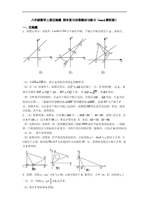 八年级数学上册压轴题 期末复习试卷测试与练习(word解析版)