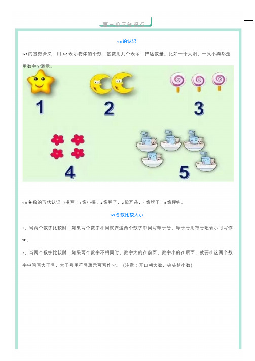 人教版一年级数学上册第三单元《1-5的认识》知识点+课件+练习