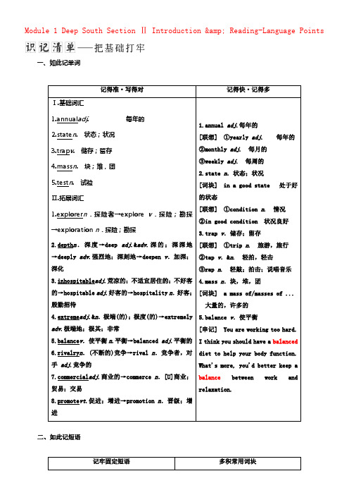 2017_2018学年高中英语Module1DeepSouthSectionⅡIntroductio