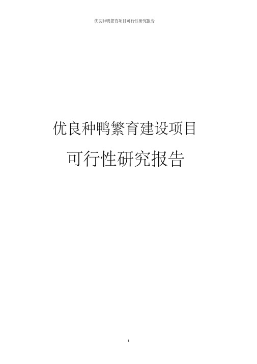 优良种鸭繁育项目可行性研究报告