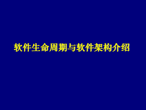 10软件生命周期与软件架构概述