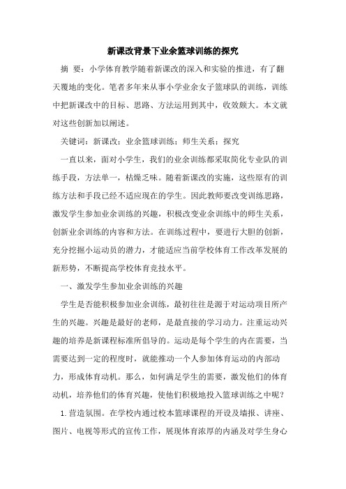 新课改背景下业余篮球训练[论文]