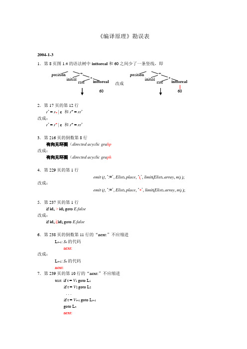 《编译原理勘误表