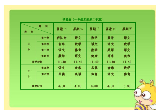 小学课程表电子实用模板