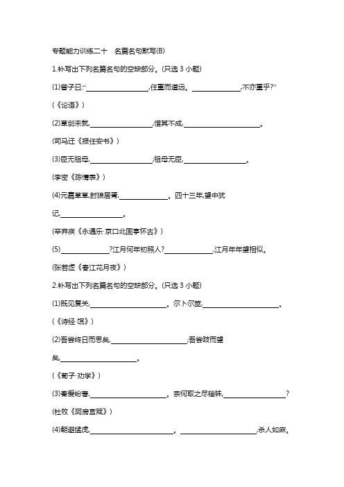 浙江省2018年高考语文(新课标)专题复习专题能力训练：二十 含答案