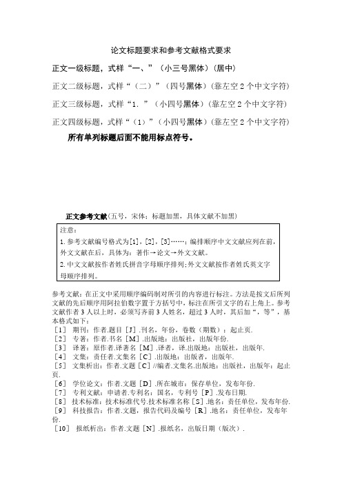 毕业论文标题正式格式和参考文献格式