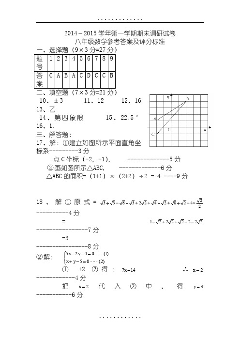 2014-2015学年第一学期期末调研试卷