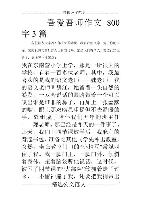 吾爱吾师作文800字3篇