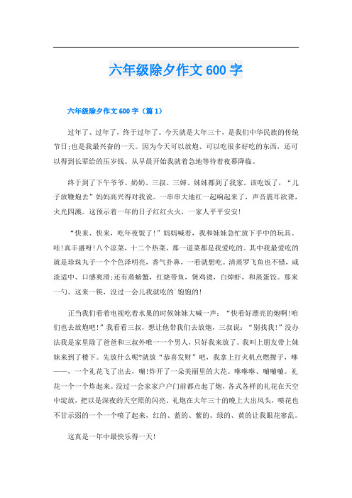 六年级除夕作文600字