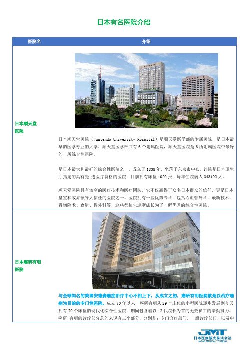 日本医院介绍34家-JMT