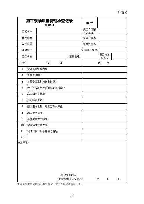 表C1-1施工现场质量管理检查记录