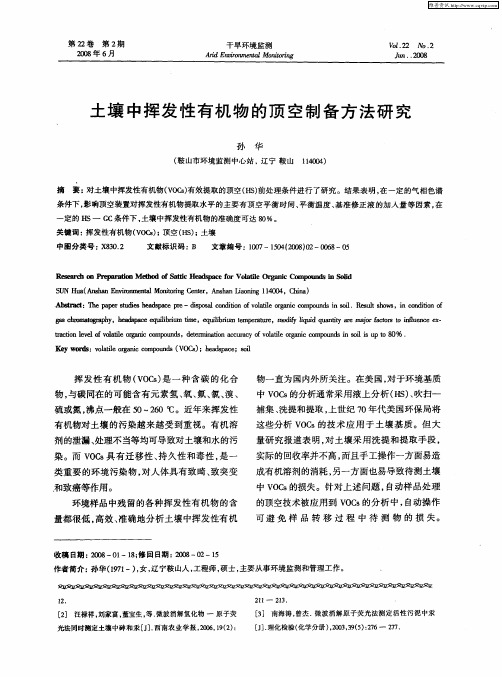 土壤中挥发性有机物的顶空制备方法研究