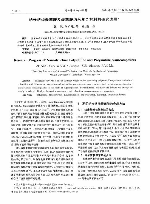 纳米结构聚苯胺及聚苯胺纳米复合材料的研究进展