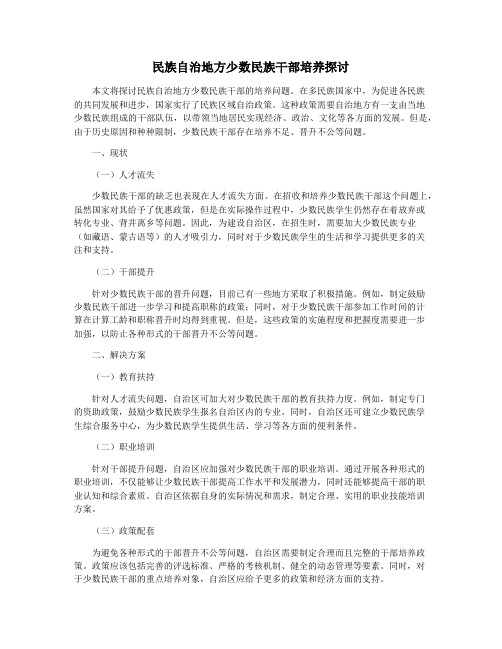 民族自治地方少数民族干部培养探讨
