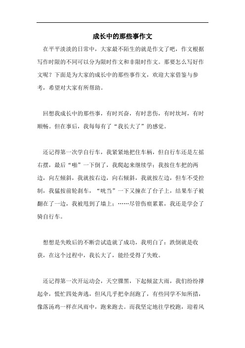 成长中的那些事作文