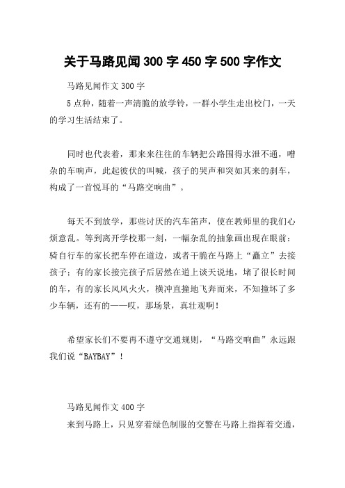 关于马路见闻300字450字500字作文