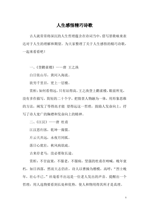 人生感悟精巧诗歌