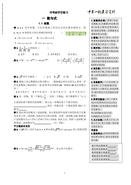 精品 2014年中考数学总复习--数与式