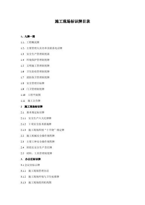 工程施工现场各类标示牌