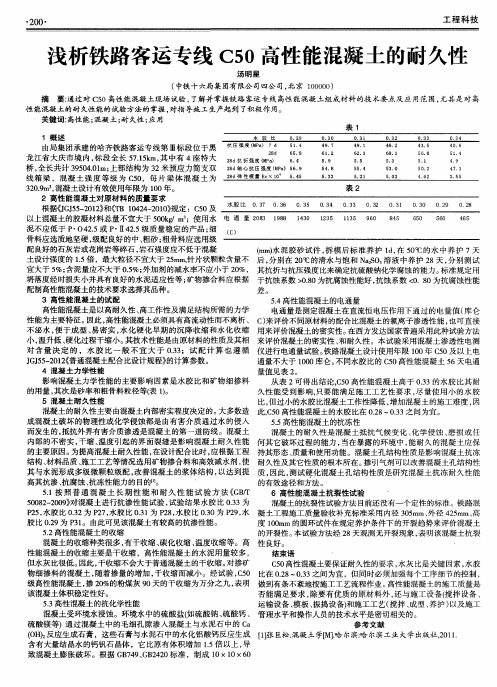 浅析铁路客运专线C50高性能混凝土的耐久性