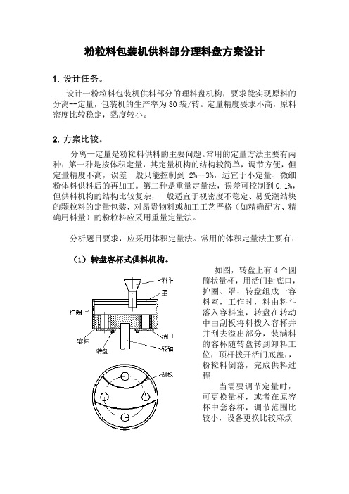 粉粒料包装机供料部分理料盘方案设计