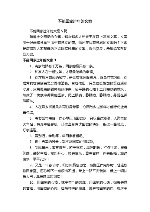 不能回家过年的文案