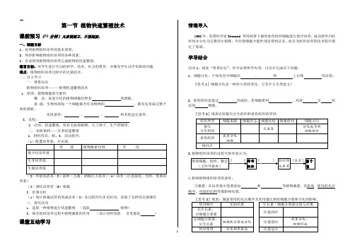 中图版选修一 5.1植物快速繁殖技术 学案