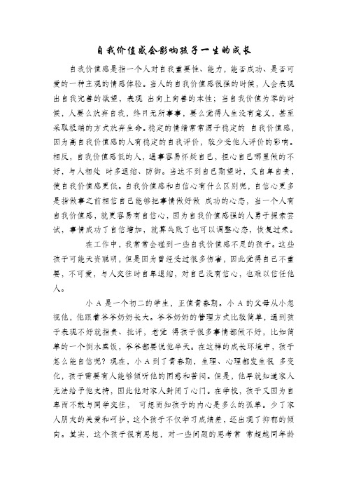 自我价值感会影响孩子一生的成长