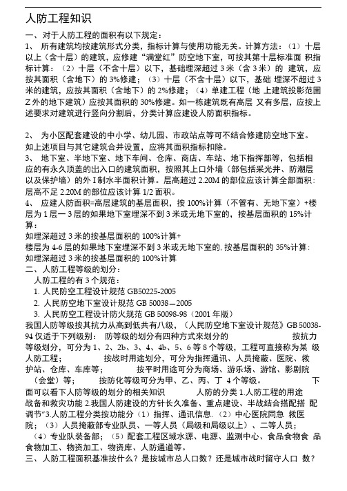 人防建筑面积的规定