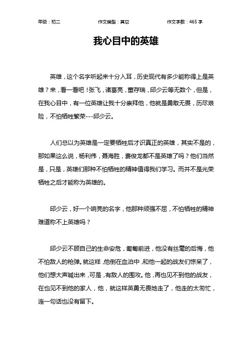 我心目中的英雄作文【初中初二500字】