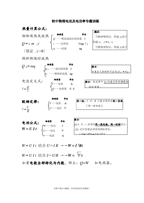 初中物理电功、电功率经典例题(专题训练)