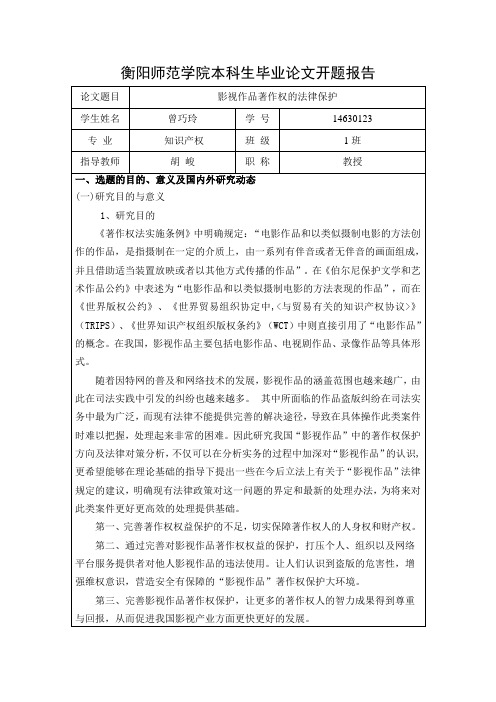 论网络著作权的行政法保护开题报告