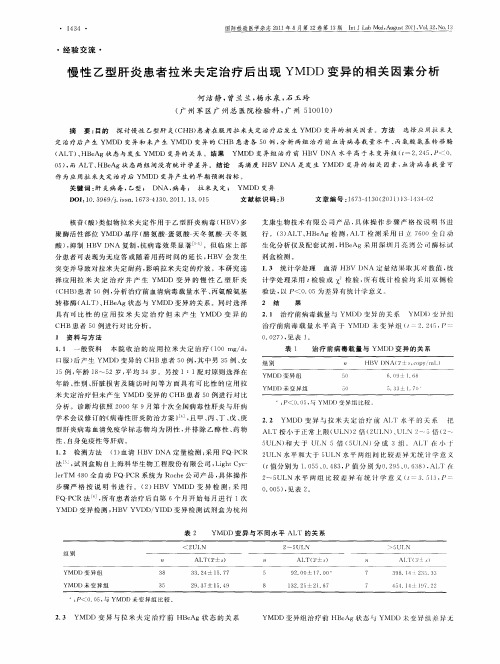 慢性乙型肝炎患者拉米夫定治疗后出现YMDD变异的相关因素分析