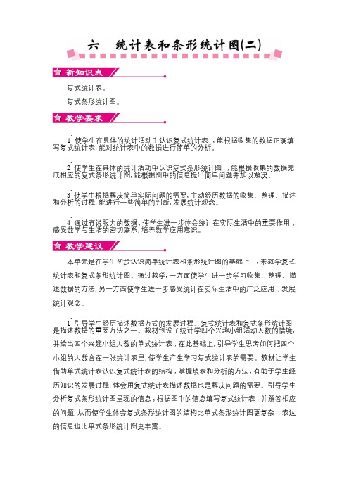 苏教版小学五年级上册数学第六单元统计表和条形统计图(二)教学设计(含教学反思)