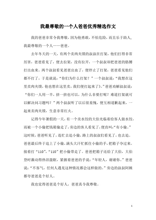 我最尊敬的一个人爸爸优秀精选作文