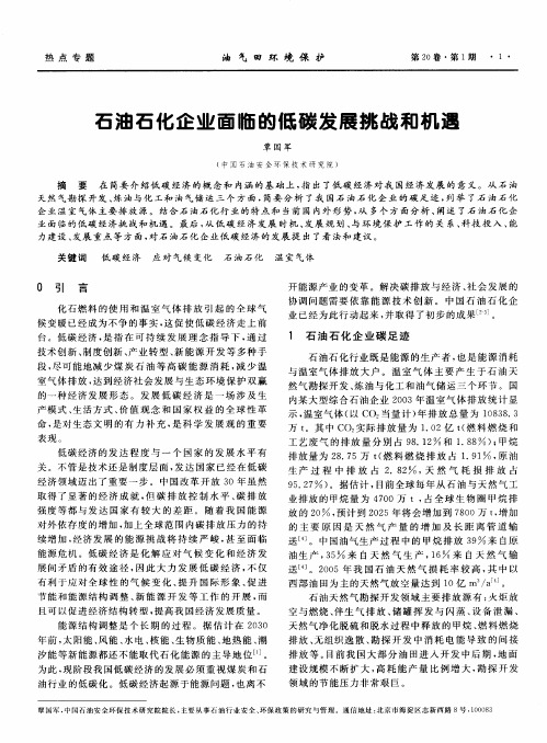 石油石化企业面临的低碳发展挑战和机遇