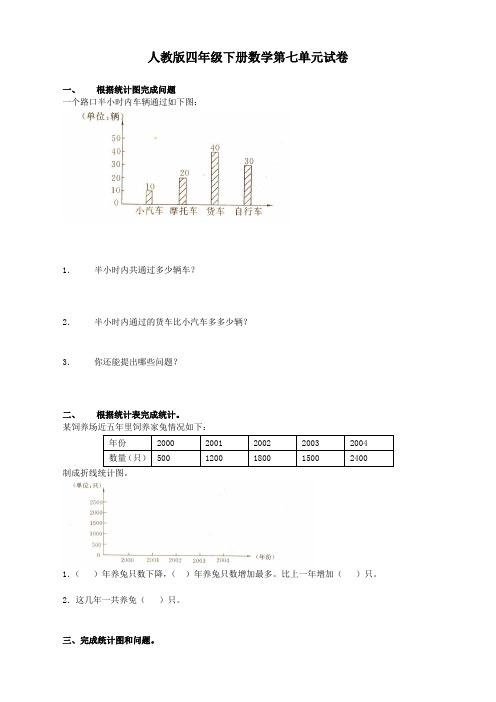 2020最新人教版四年级数学下册第7单元试卷及答案《统计》试卷