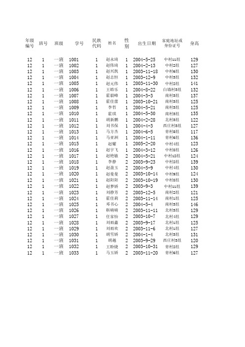 二年级数据导入模版
